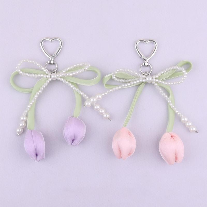 Pearls Bows Bag Charm Pendant Aesthetic Purse Charms Aesthetic keychains Keyring for Women Backpack Purse Handbag Decors