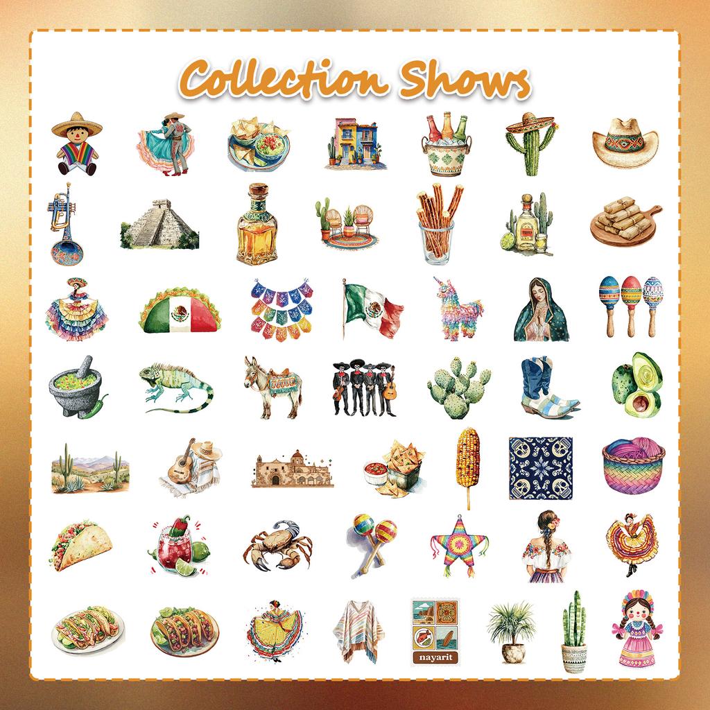 50 Pieces of Aesthetic Stickers, Ethnic Style Waterproof Wall Art for DIY Luggage, Water Cup, Notebook and More.