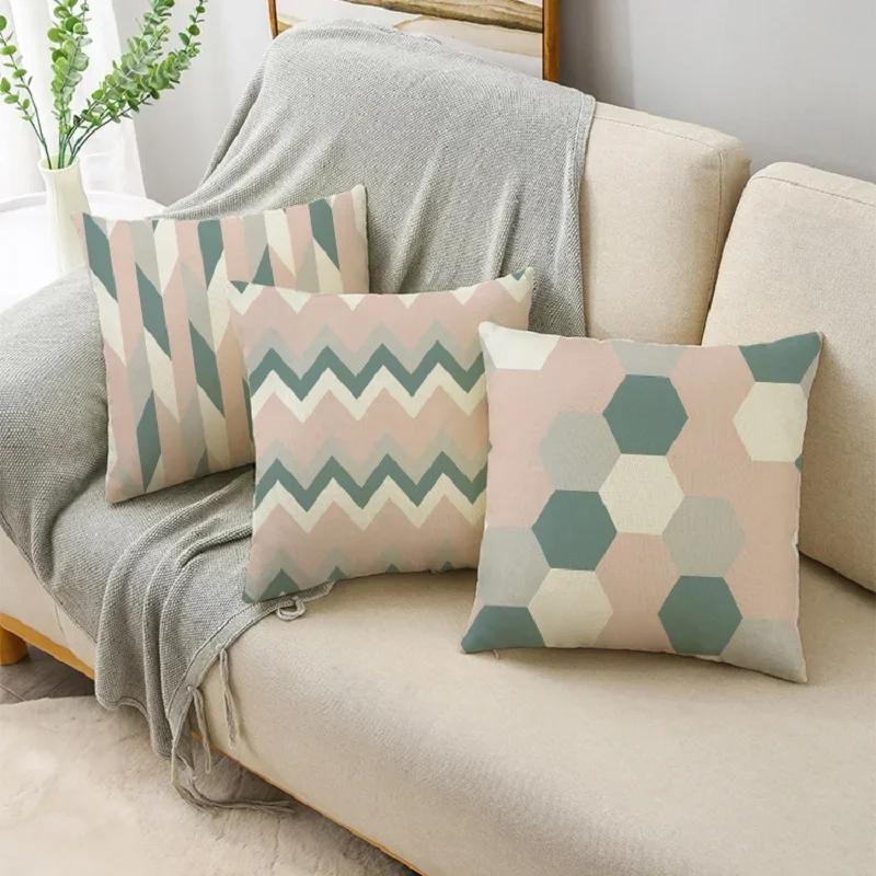 Nordic Ins Style Geometric Stitching Pillow Cover Sofa Bedroom Decoration Waist Pillow Cushion Cover 40*40Cm/45*45Cm/50*50Cm