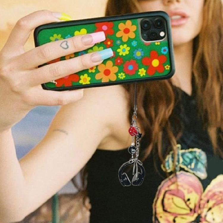 Portachiavi Elegante con Perline per Auricolari Telefono Fatto a Mano Portachiavi Palla 8 con Dadi Accessorio Gioiello Biliardo