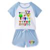 Kids' Summer Color Block Sports Set: Short Sleeve T-shirt & Hot Pants