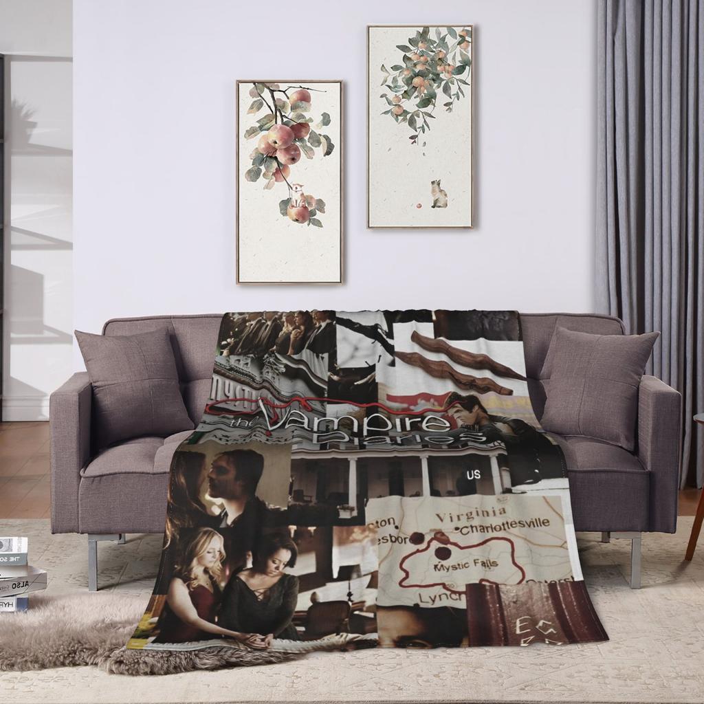 The Vampire Diaries Damon Salvatore Decken Flanell Bedruckt Tragbar Ultra-Weich Überwurfdecke für Bettwäsche Büro Teppichstück