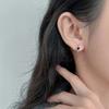 925 Silver Black Heart Hoop Earrings Temperament Simple Inlaid for Women Wedding Jewelry Accessories