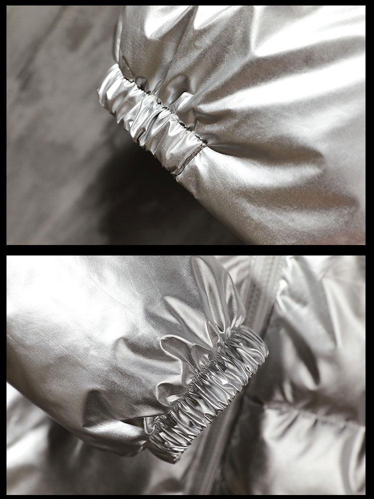 Men's Glossy Winter Hooded Cotton Jacket - Short, Thick, Loose-Fit for Cold Weather Protection