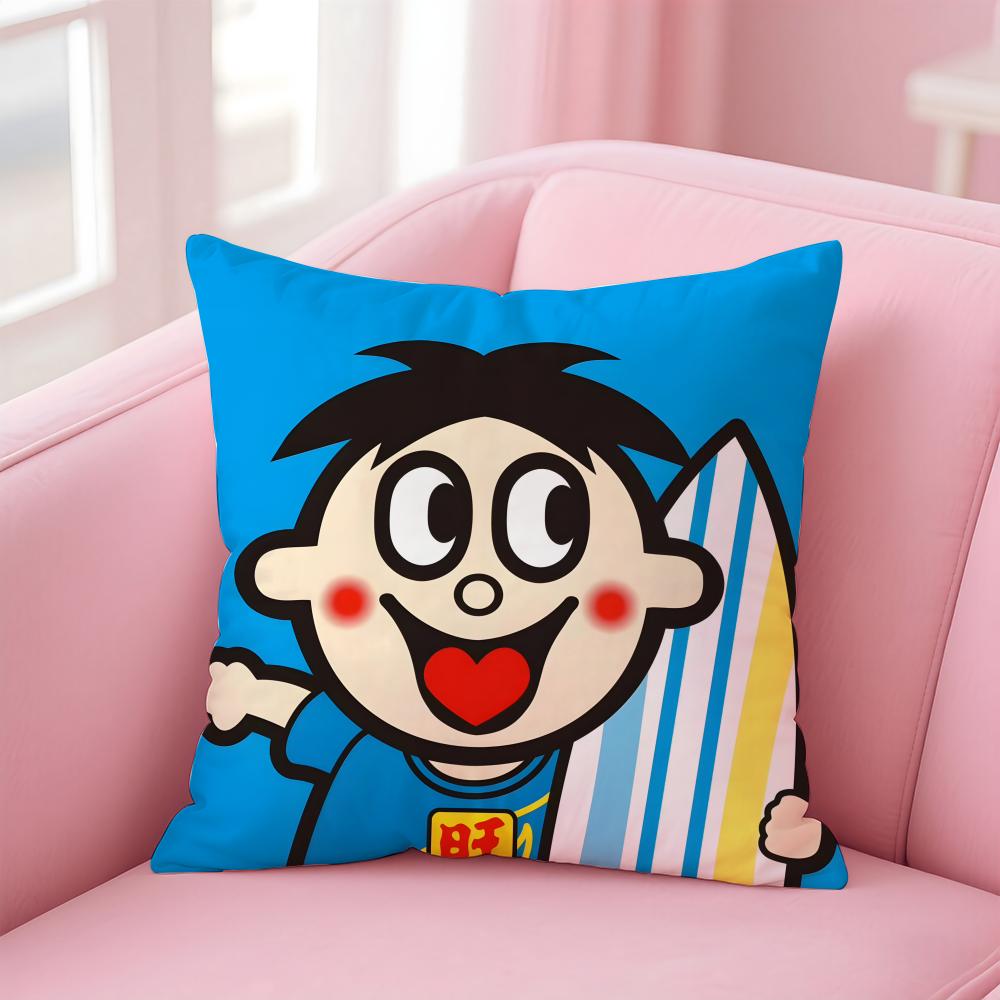 cartoon W-Wangzai Cushion Cover Home & Car Multi-Scene Pillow Cover - Reversible, Soft & Durable for Daily Use