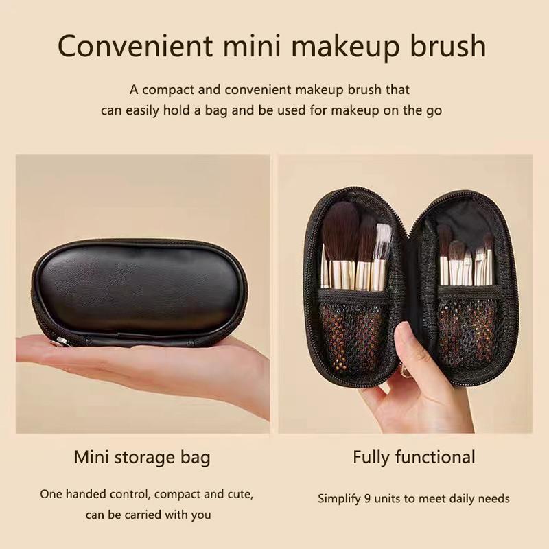 9-Piece Mini Makeup Brush Set Portable Travel Cosmetic Brushes Kit Eyeshadow Foundation Powder Brushes Beauty Makeup Tools