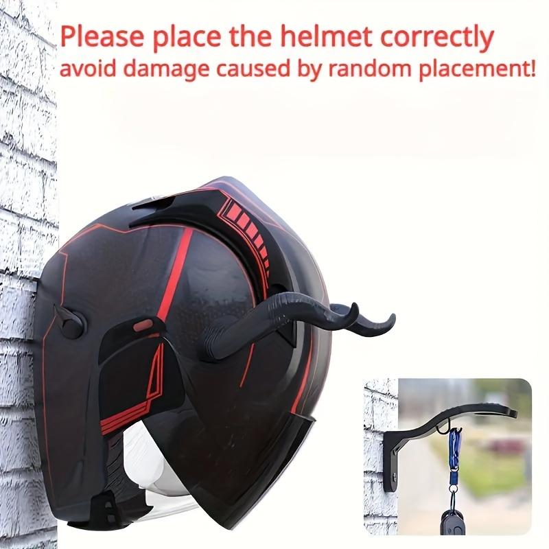 Space-Saving Helmet Hook Rack Motorcycle Helmet Hook Rack, ABS Wall-Mounted Storage Holder with Key Hanging Function, Durable Helmet Organizer