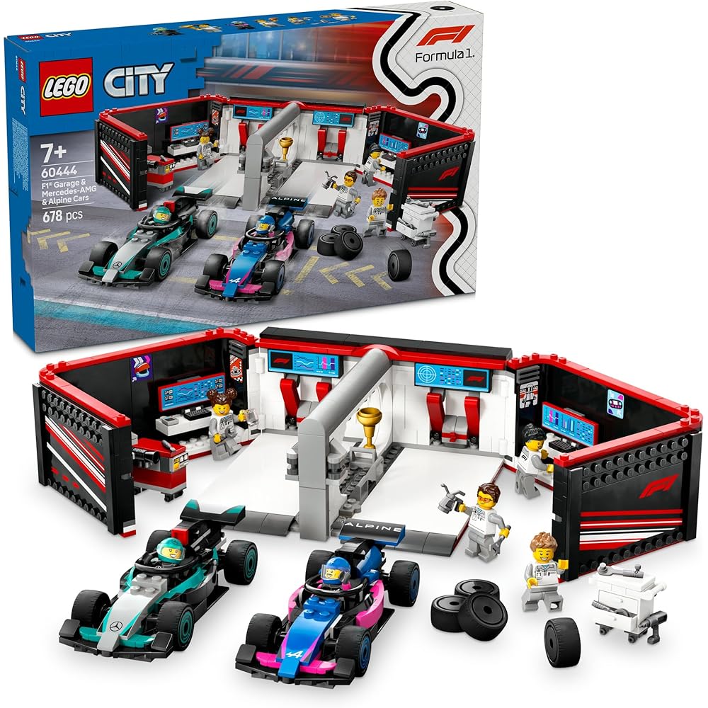 

LEGO City F1 Mercedes-AMG & Alpine Race Car Garage Toy Building Blocks for Kids 7-9 Years Old