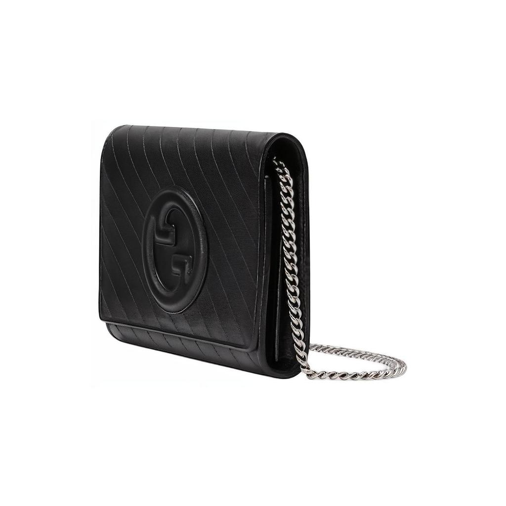 Gucci Blondie Round Interlocking G Snap Closure Leather Wallet Women Wallet Black 772213-AACP7-1000