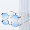New 2026 Fashion Brand Luxury Designer Sunglasses Women Leopard Elegant Rimless Trendy Shades Glasses Travel Party Sunglasses