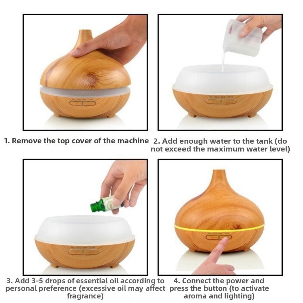 Creative Wood Grain Air Humidifier Quiet Cool Mist Air Purifier Essential Oil Diffuser  Indoor