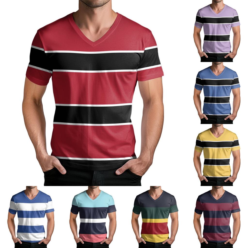 Men's Fashion Printed V-Neck Short Sleeve T-Shirt