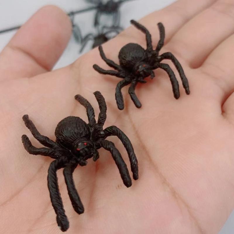 Bulk 12 Pieces Halloween Spiders Toy Assortment for Funny Goodie Bags Halloween Dark Craft PVC Spiders