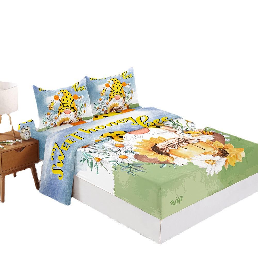 Four-Piece Mattress Digital Print Mattress Protective Cover Bedding Honey Dwarf