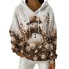 Women's Fashion Casual Christmas Print Pullover Long-Sleeve Hooded Sweatshirt
