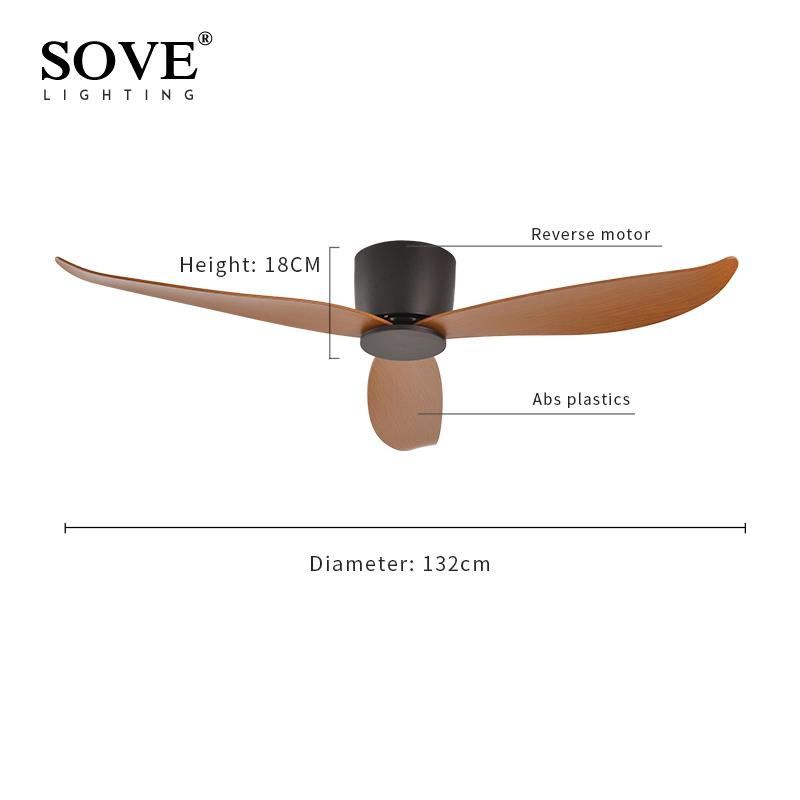 SOVE Moderner Schwarz Weiß Niedriger DC-Motor 30W Deckenventilator Mit Fernbedienung Einfacher Deckenventilator Ohne Licht Heimventilator 220V