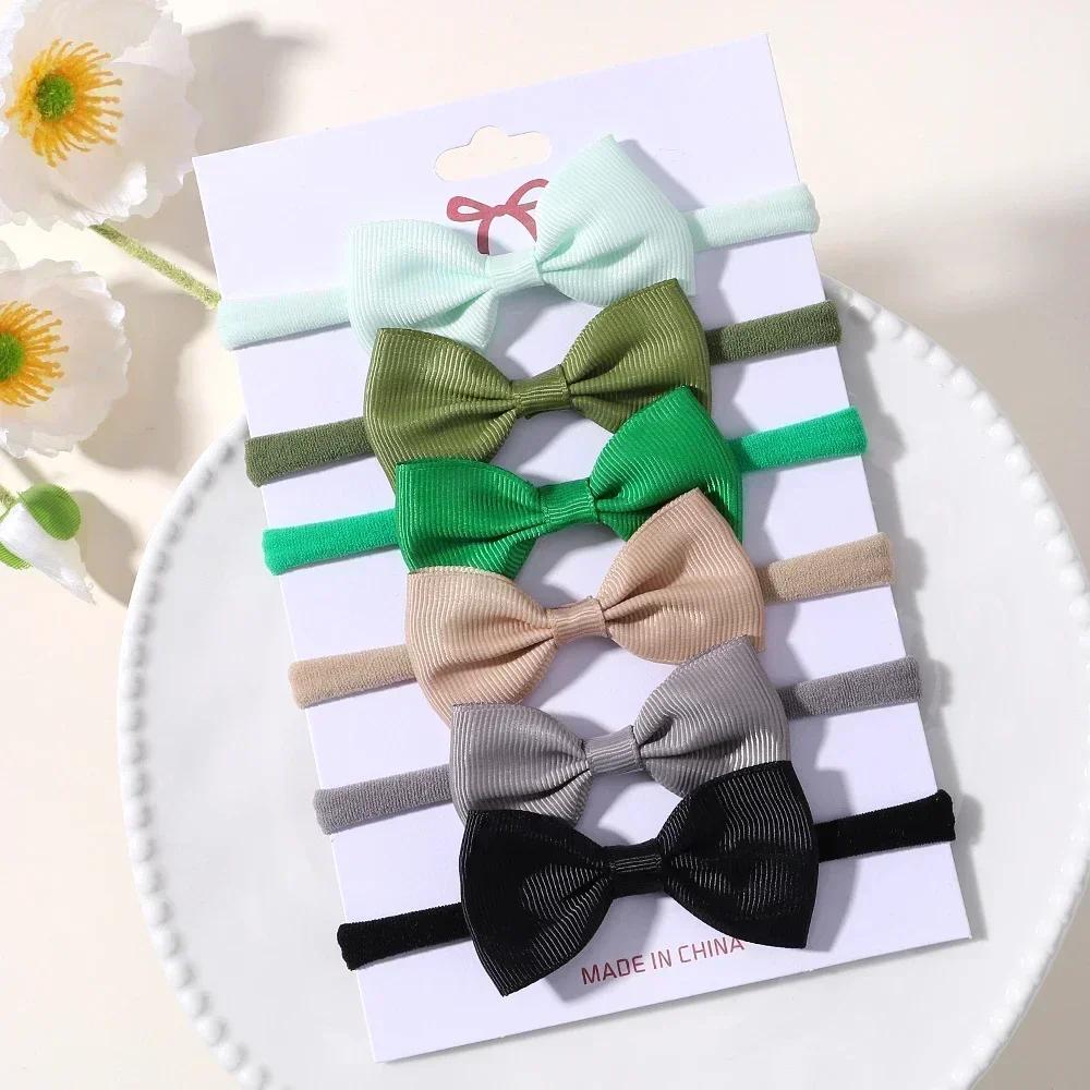 6Pcs/Set Sweet Colorful Ribbon Bowknot Elastic Headband for Baby Girls Ties Headwear Infant Kid Hair Accessories Diademas Gifts