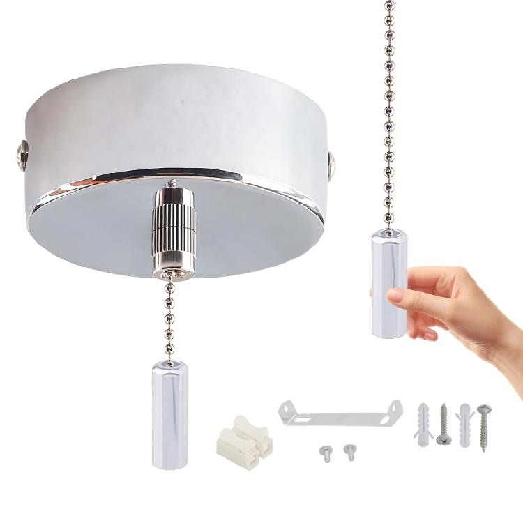 150cm Cord Metal Pull Chain Switches 60mm Diameter Universal Metal Switches for Ceiling Fan Pendant Light Wall Fixtures