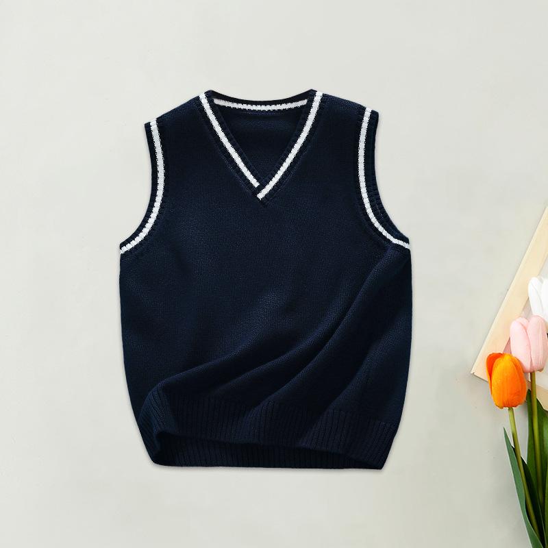 

Детский школьный жилет вязаный в британском стиле для мальчиков и девочек 110 cm темно-синий