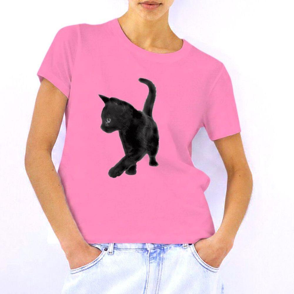 Cat Printed T-shirt Streetwear Gothic Harajuku Tee Vintage Women Summer Y2K Graphic Vintage Clothes