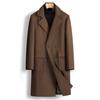 Autumn and Winter Men's Double-breasted Youth Solid Color Casual Medium and Long Woolen Coat Men