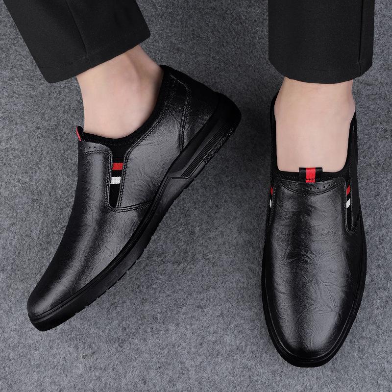 

Men s shoes 2025 summer new outdoor British style casual leather shoes men s simple soft sole one pedal lazy single shoes 37 чёрный