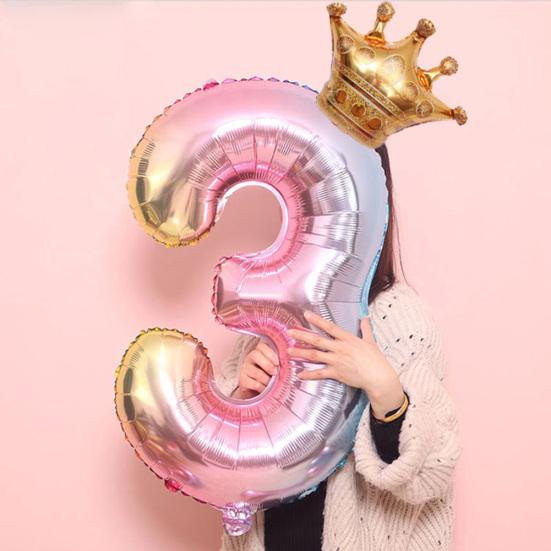 32inch 0-9 Number Crown Aluminum Film Balloon Birthday Party Wedding Supplies