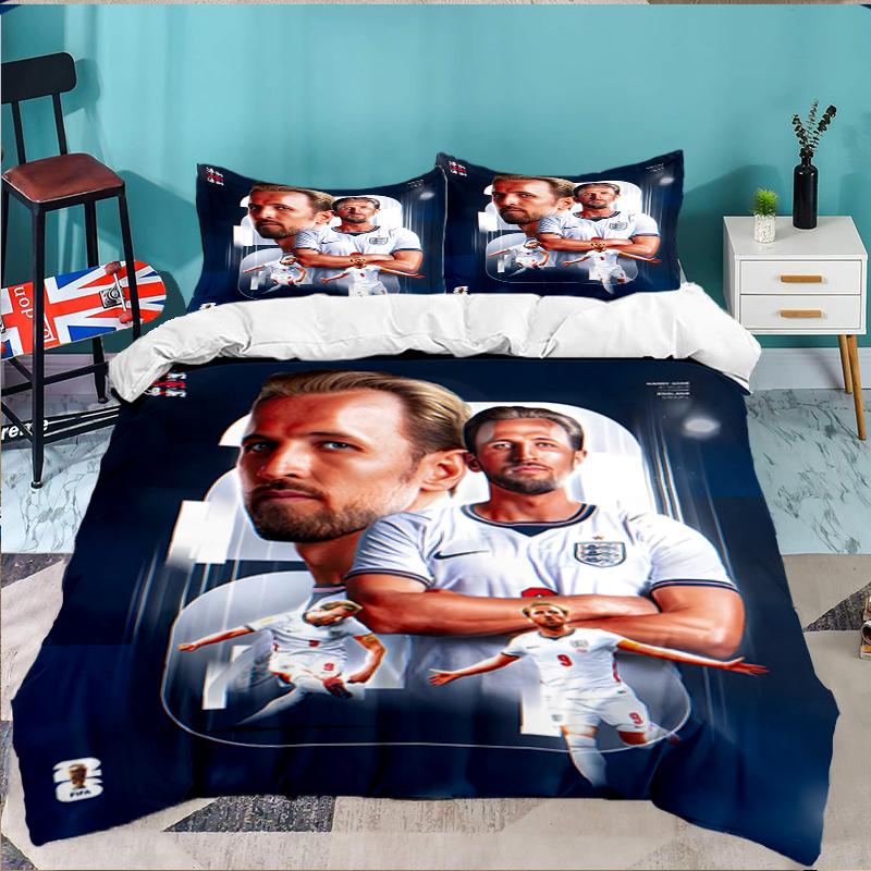 3PCS Football Player Kane  Bedding set,Ideal for1pc Duvet Cover And 2pcs Pillowcases Perfect for Christmas gift,Ideal for Bedroom, Dormitory