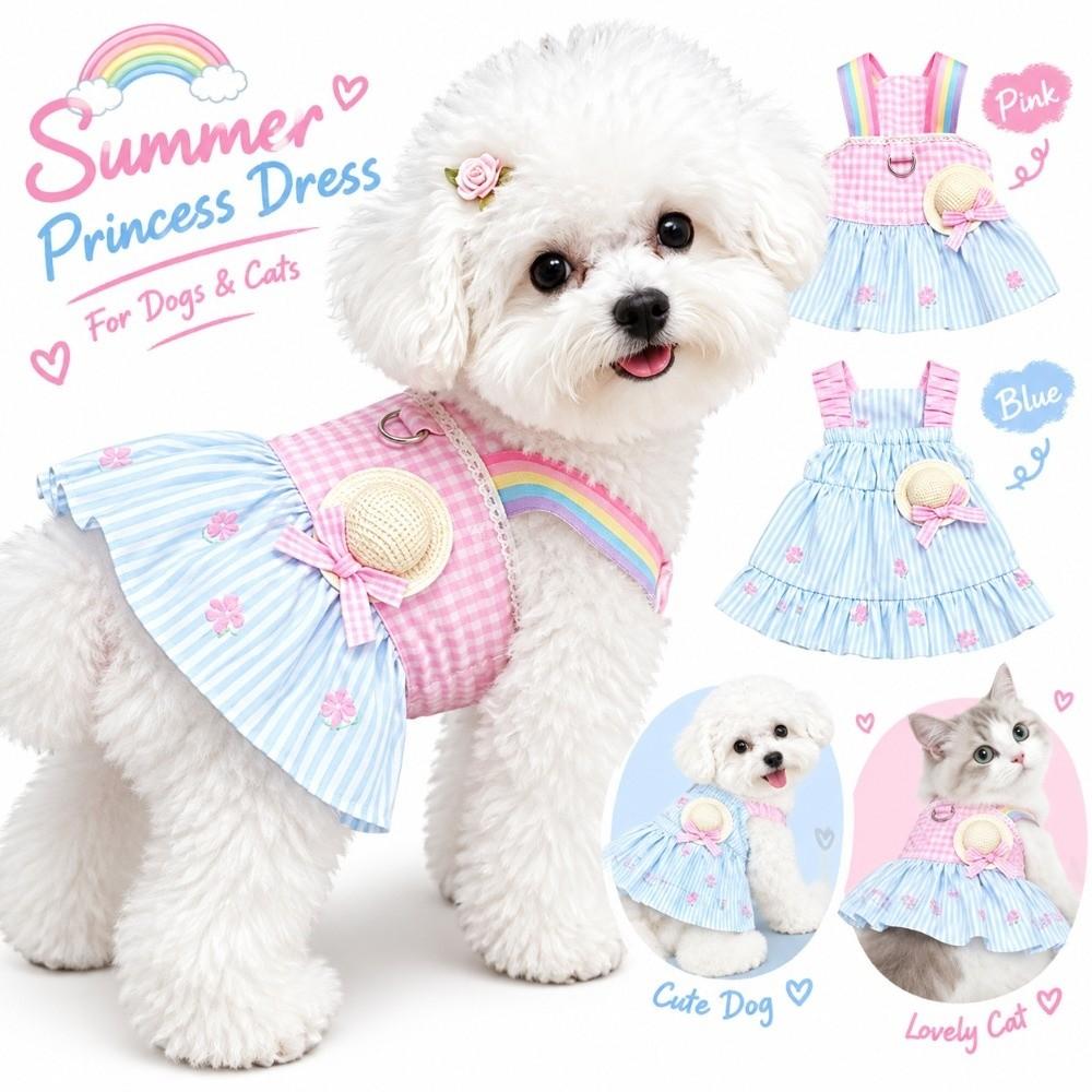 3D Hat Cat Dog Dress Sleeveless Cat Dog Outfit Cute Pet Sundress  Pet Supplies