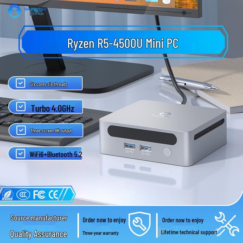 Mini PC R5-4500U Silent Low-Power All-in-One Gaming & Office Computer