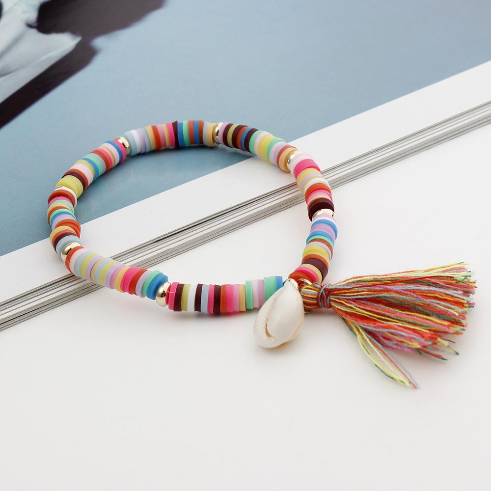 1String 18.5cm Tassel Colored Soft Clay Bracelet Resin Shell Pendant Diy High-quality Men Women Bracelet Jewelry Gift