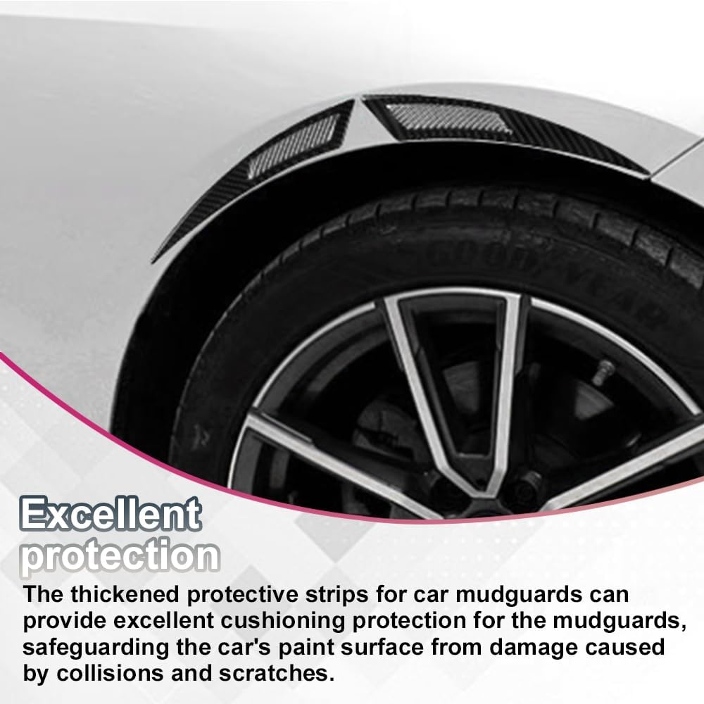 2PCS Universal Car Wheel Eyebrow Non-Collision Strips, No-Scratch Fender Protector Stickers, Carbon Fiber Trim Self-Adhesive Side Bumper Protection