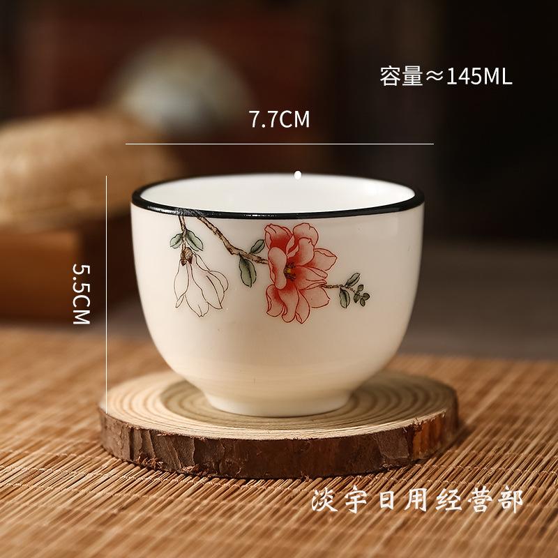 Ceramic Teacup Meditation Kung Fu Cup Handmade Retro Chinese Style Porcelain Household Kitchen Teaware Drinkware Tea Accessories