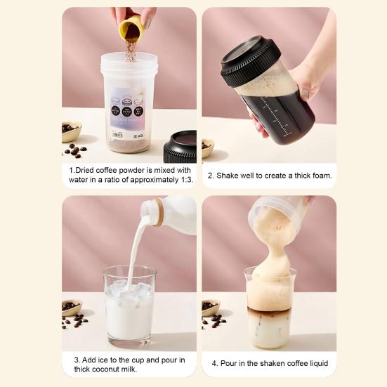Bouteille Shaker Protéine, 540ml Tasse Mélangeur Anti-fuite pour Poudre de Protéine, Bouteille Blender Graduée pour Thé au Lait