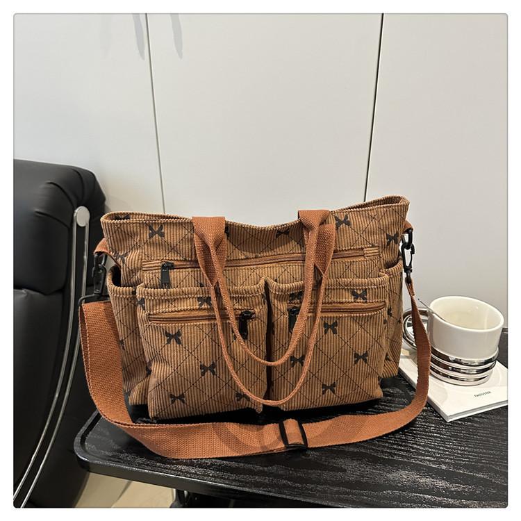 Minimalist Womens Tote Bag With Corduroy Material For Daily Commuting And Fashion Style