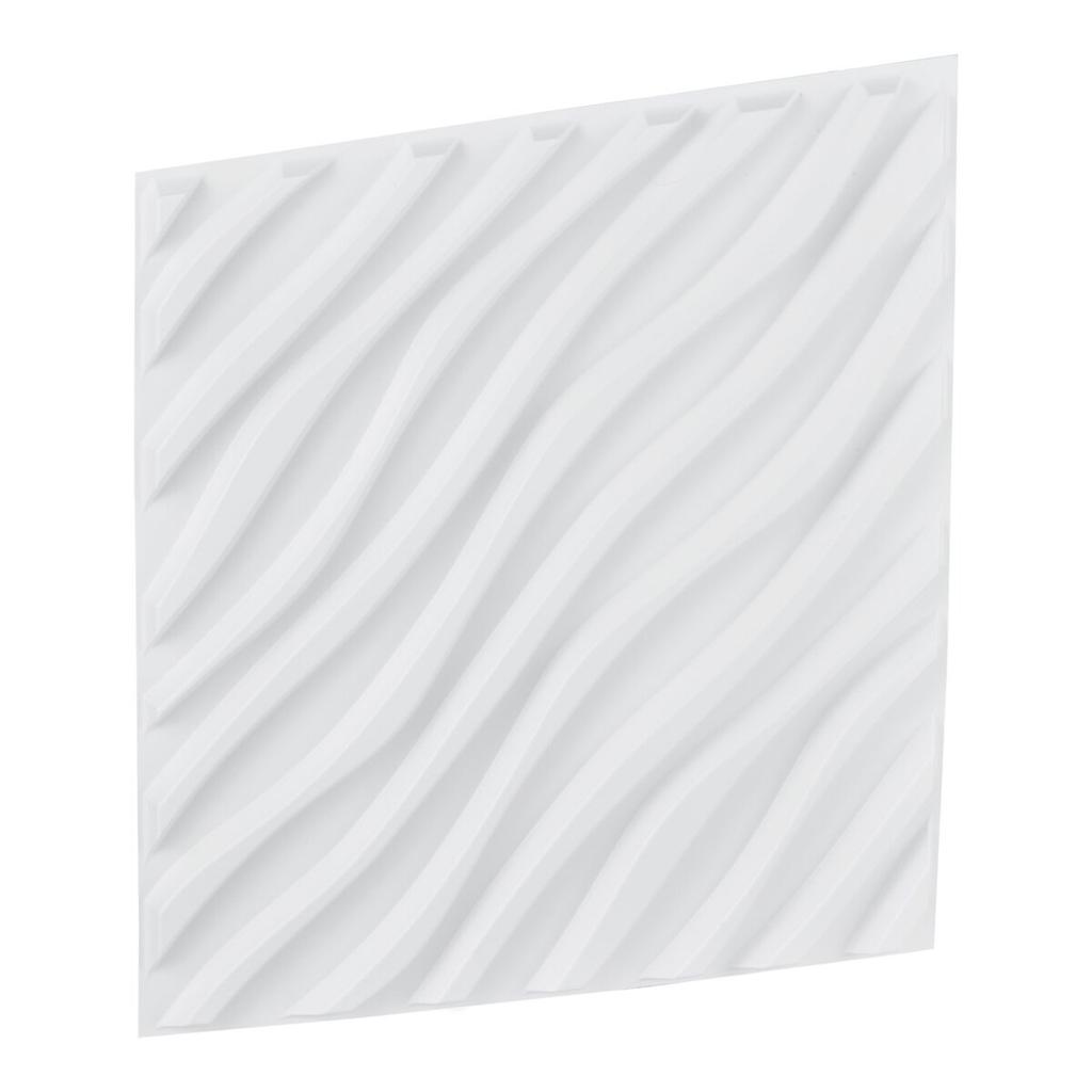 3D Wall Panels 12-Pack 19.7x19.7'' PVC 32 Sq.Ft Coverage Wave Matte White
