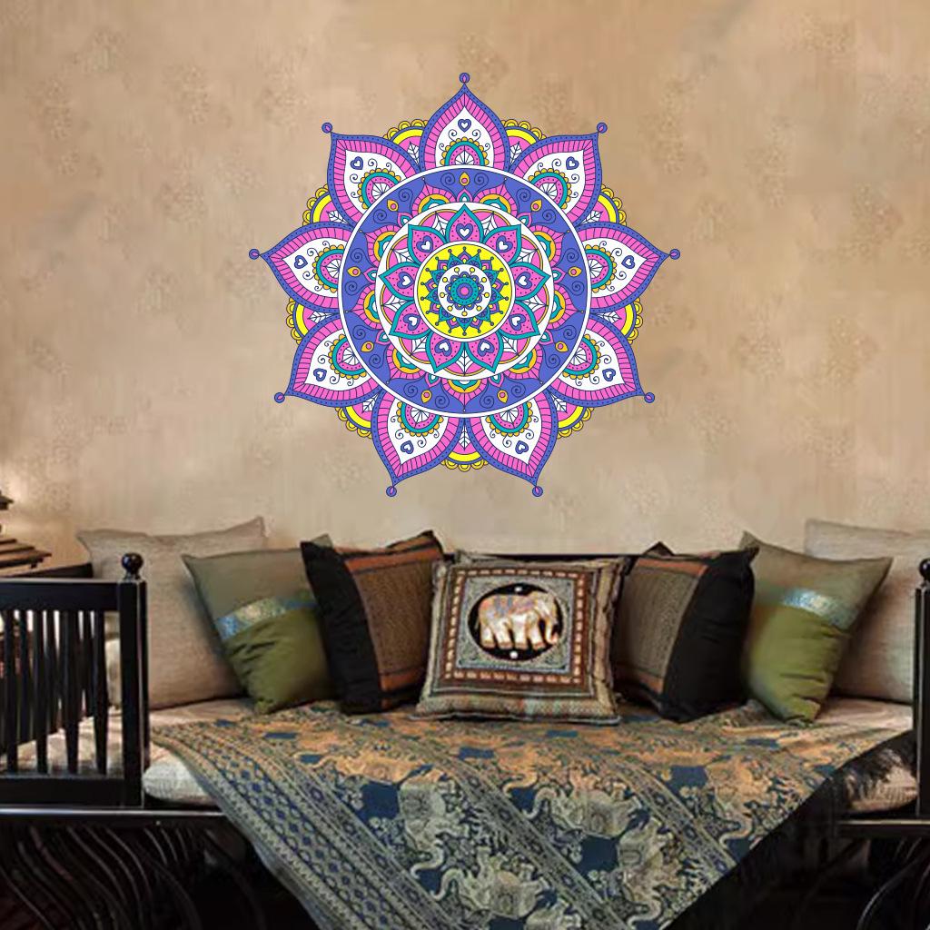 Gold Colorful Large Mandala PVC Removable Wall Stickers