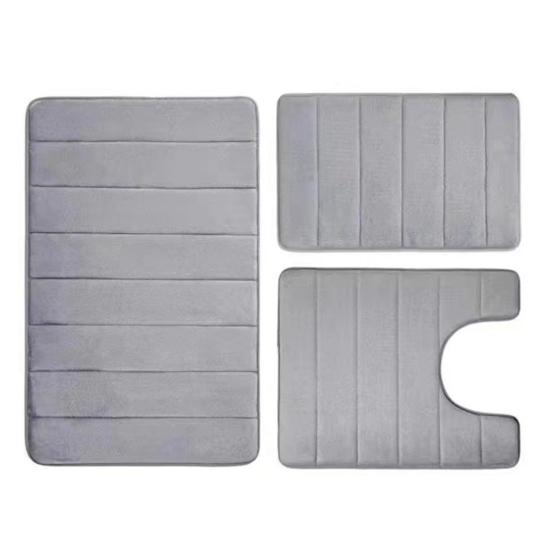 3Pcs/Set Bath Rug Anti-Slip Bathroom Floor Mat U-Shaped Toilet Rug Absorbent Rectangular Mat for Bathroom Sink Shower Door