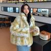 Winter lynx pattern fur women's clothing leopard print fluffy coat new toka plush clothes thick