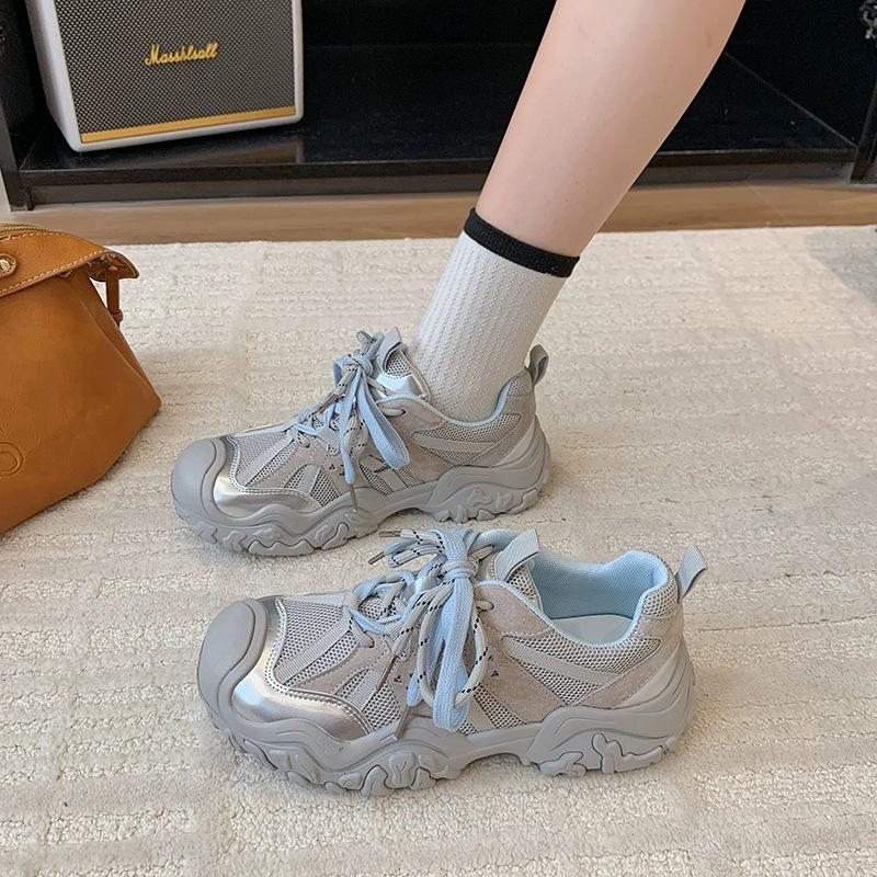 Leather big head ugly Gump shoes women's 2025 new breathable mesh outdoor sports leisure hiking hiking shoes