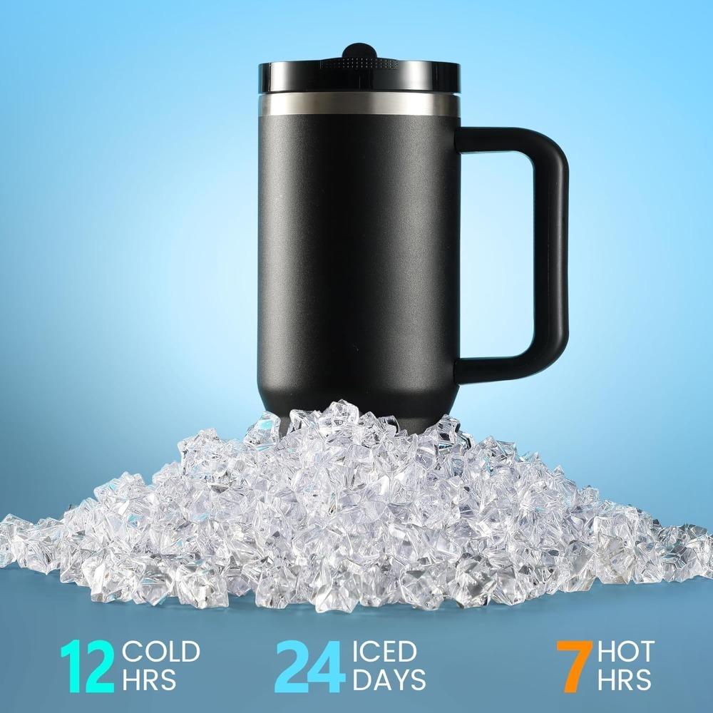 40Oz/1200 Ml Insulated Bottle for Long-Term Insulation with Handle and Straw, Outdoor Portable Water Bottle with Spill Proof Lid