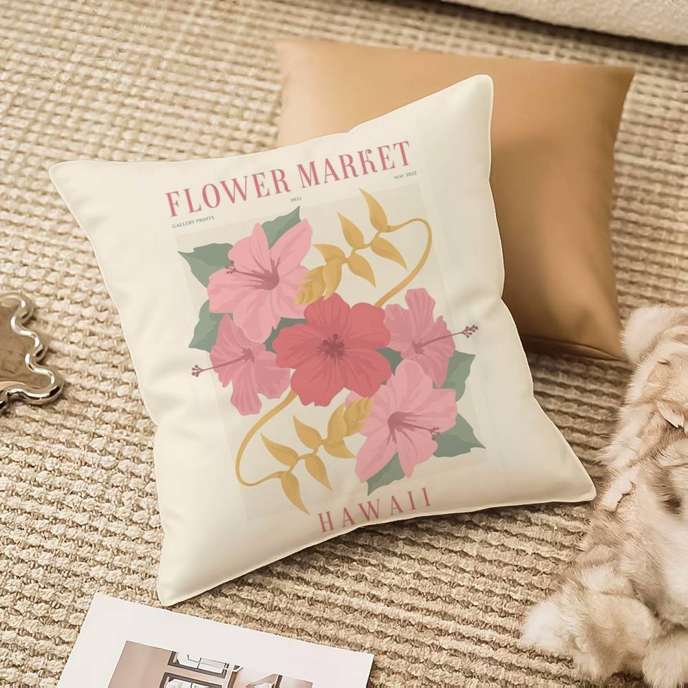 Fl-lower M-market Pillow Case Anti-dustmite Invisible Zipper Sofa Bed