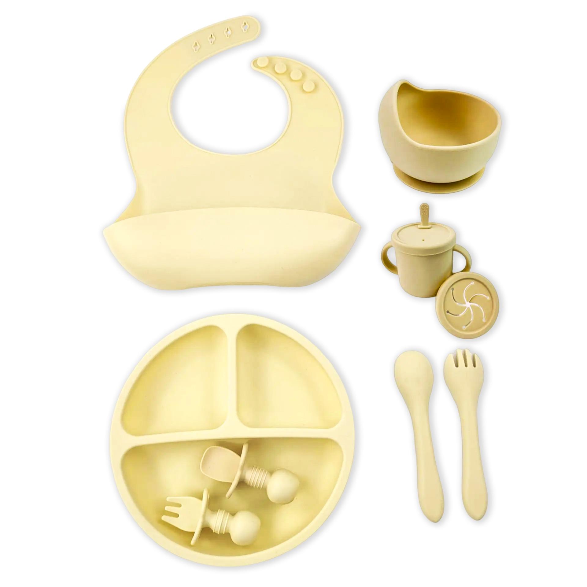 

Dr.isla 8PCS набор детской посуды набор детской силиконовой посуды миска на присоске чашка вилка ложка набор детских принадлежностей BPA Free