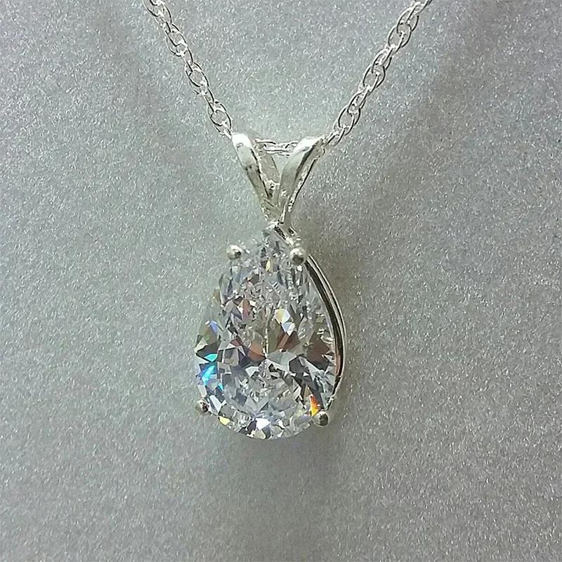 Luxuriöse Birnenförmige Zirkonia Damen-Anhänger Halskette, Eleganter Damenschmuck, Geeignet für Hochzeiten