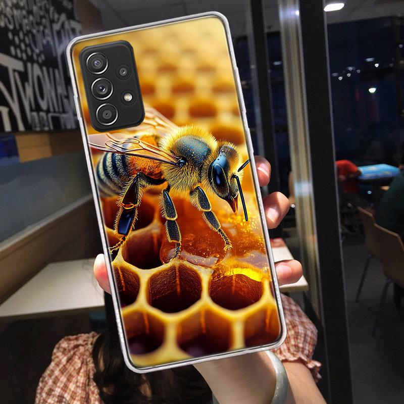 Bees and Honey in the Honeycomb Phone Case for Samsung A54 A57 A37 A17 A14 A15 A12 A24 A34 A55 A35 A25 A52S A07 A05S A04S A22 A3