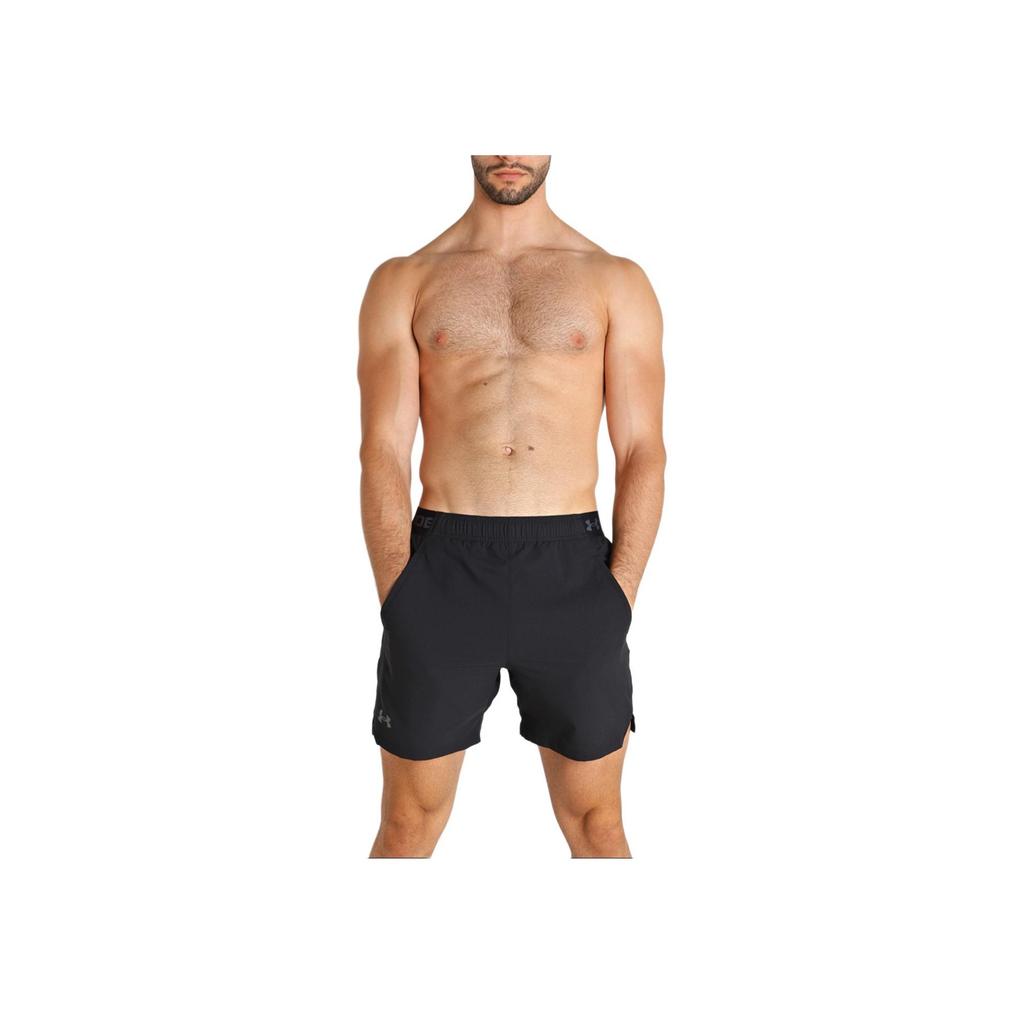 Under Armour Solid Color Logo Print Straight Shorts Men Bottoms Black 1373718-001