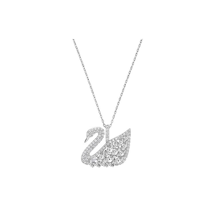 Swarovski Swan Lake Large Crystal Rhodium Plated Necklace Women necklace Silver 5169080 Box+Shopping Bag (Random Color)