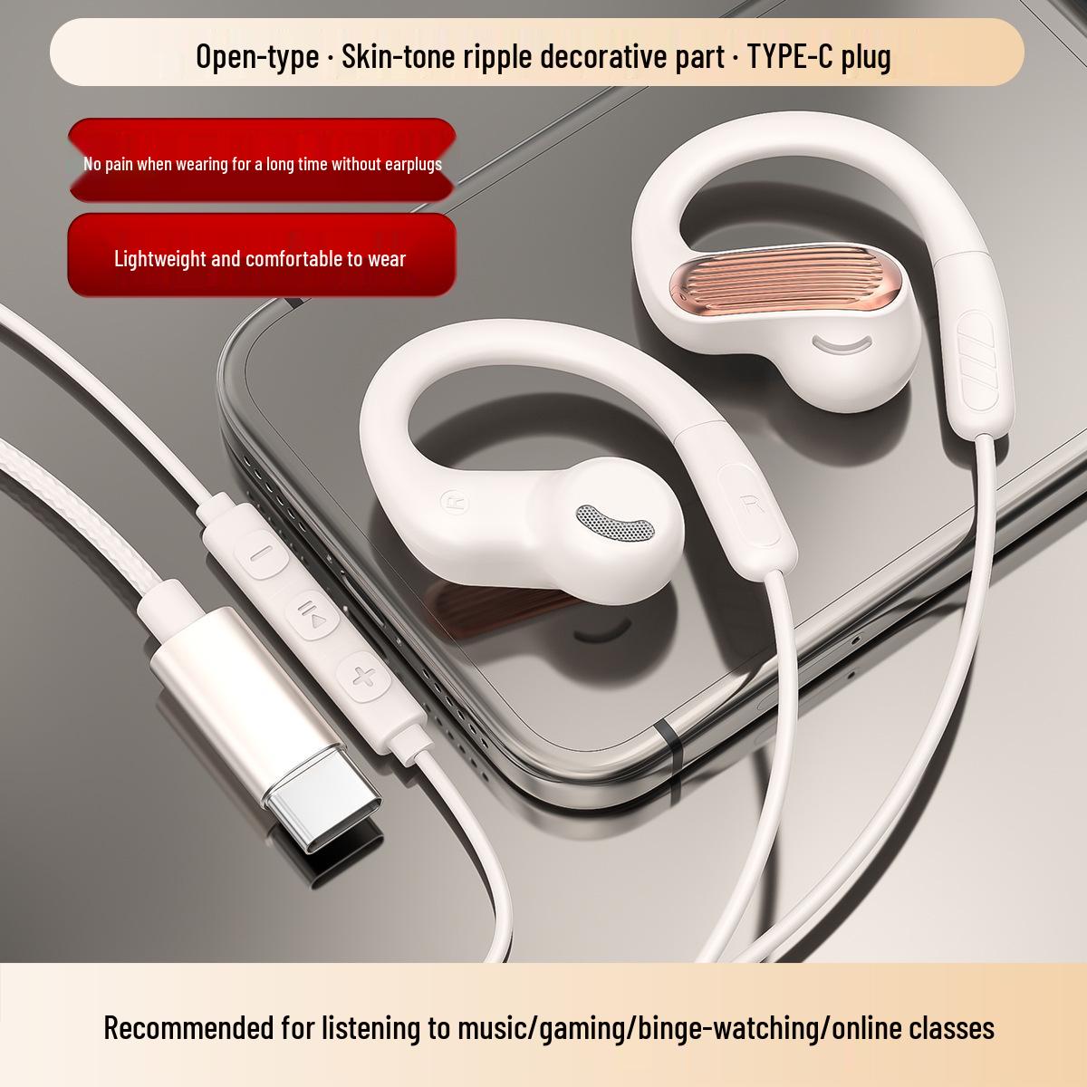 

Type-C Bone Conduction Ear-Hook Gaming Earphones with HD Sound Quality