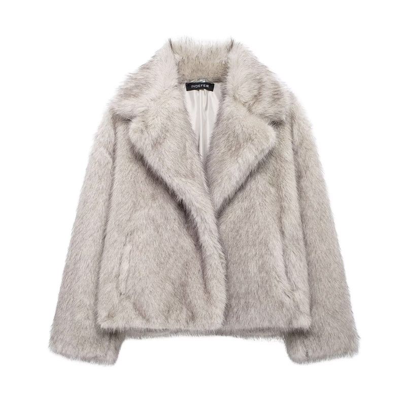 Kaslead New Arrival Women's Clothing Fashion Style Stylish Simple and Versatile Artificial Fur Effect Outwear 4360246