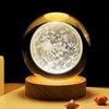 3D Galaxy Crystal Ball Moon Galaxy Crystal Ball Desktop Ornaments Warm Light Touch Charging Decoration Birthday Gift